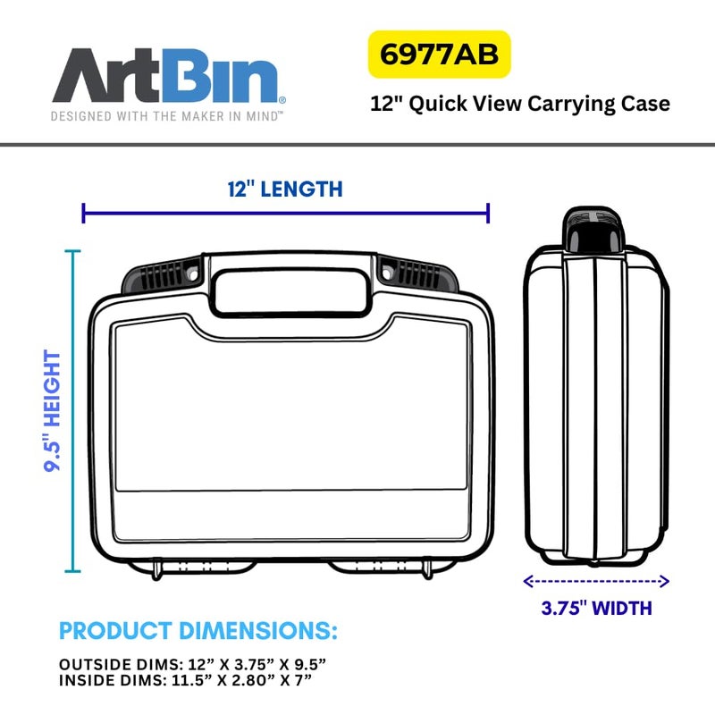 ArtBin 6977AB 12 inch Quick View Deep Base Carrying Case, Portable Art & Craft Organizer with Handle, [1] Plastic Storage Case, Translucent - Image 4